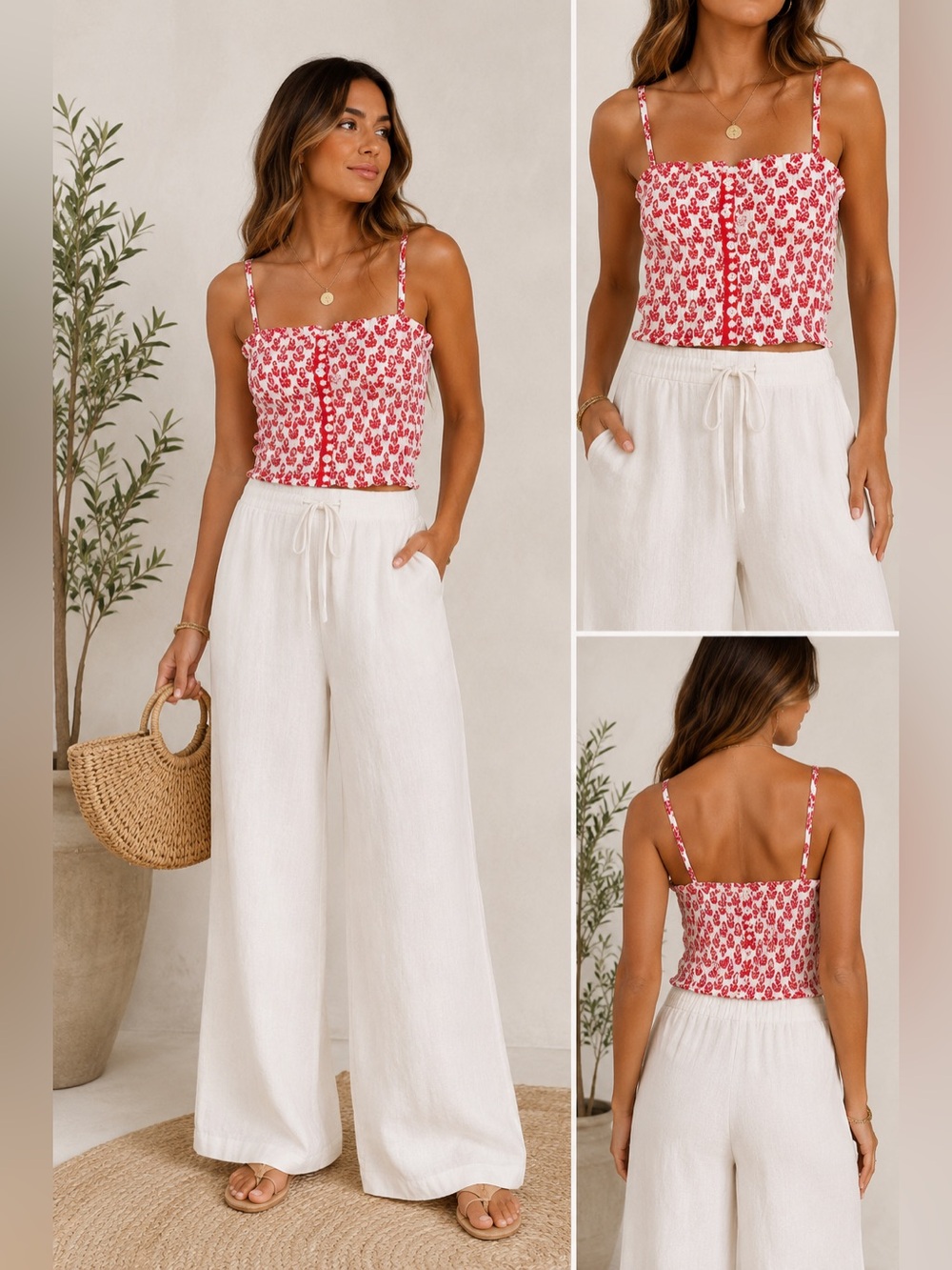 Roller Rabbit XS Women’s Cropped Smocked Top Adjustable Straps